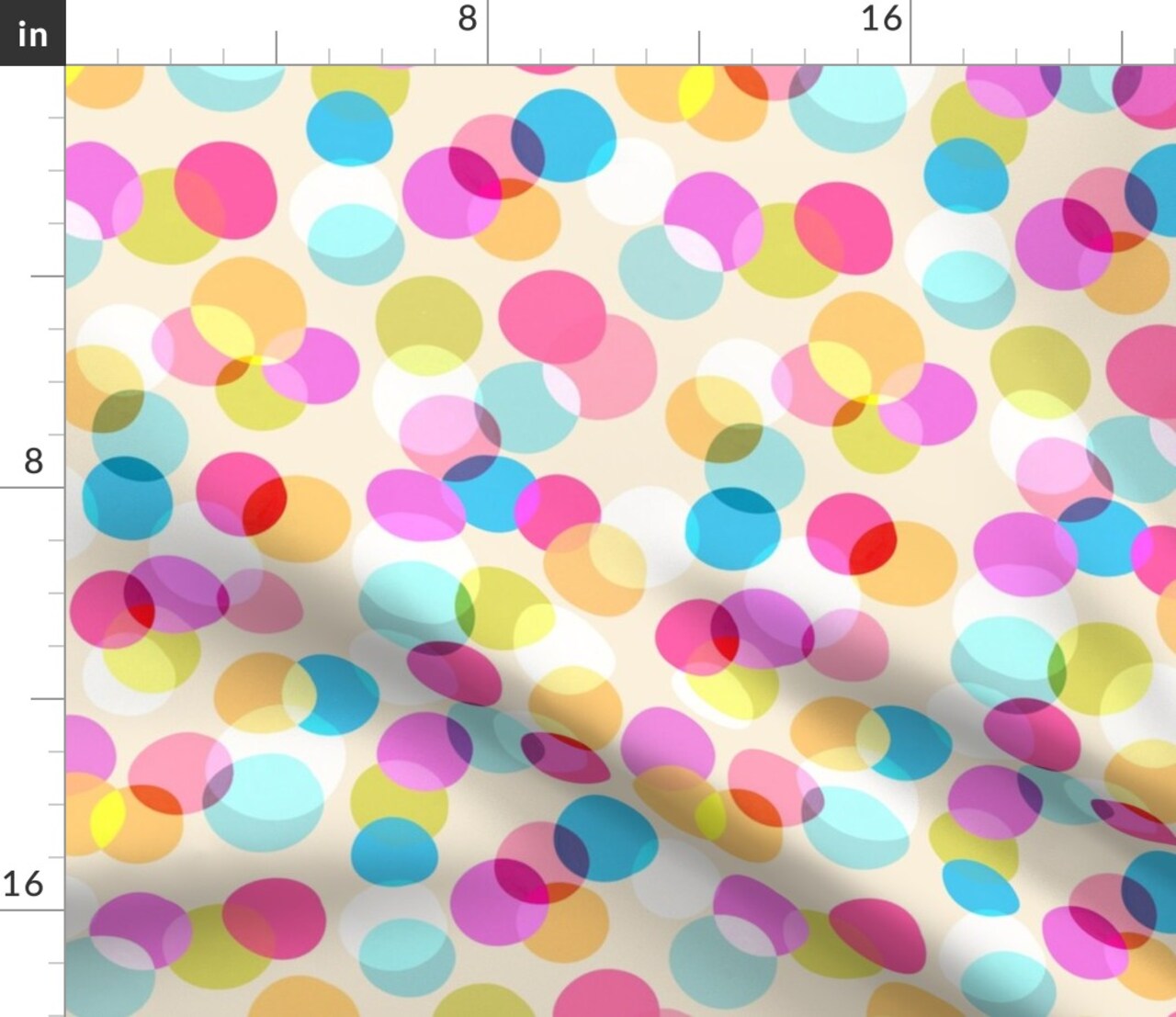Rainbow Circles Pink Blue Whimsical Birthday Celebration Party Gender Neutral Confetti Sequins Yellow Custom Printed Fabric by Spoonflower Various Fabrics by the Yard or Fat Quarter